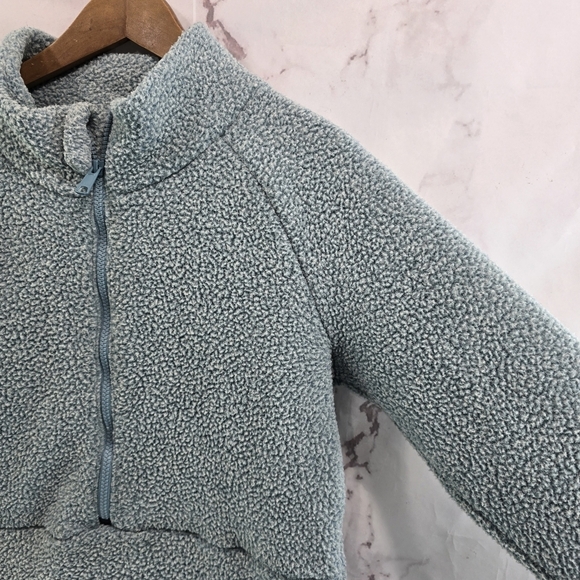 Deso Jacket Women S Medium Blue Sweater Fleece Zip Teddy Mock Kangaroo Pullover - Picture 9 of 10